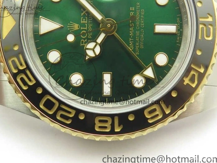 0504 GMT Master II 116713 GMF 904L Steel Edition Green Dial on SS YG Bracelet A Lightweight 3386